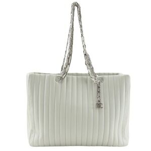Chanel New Mademoiselle Tote Bag, Chain Tote, A30038, Leather, Light Blue, A4...